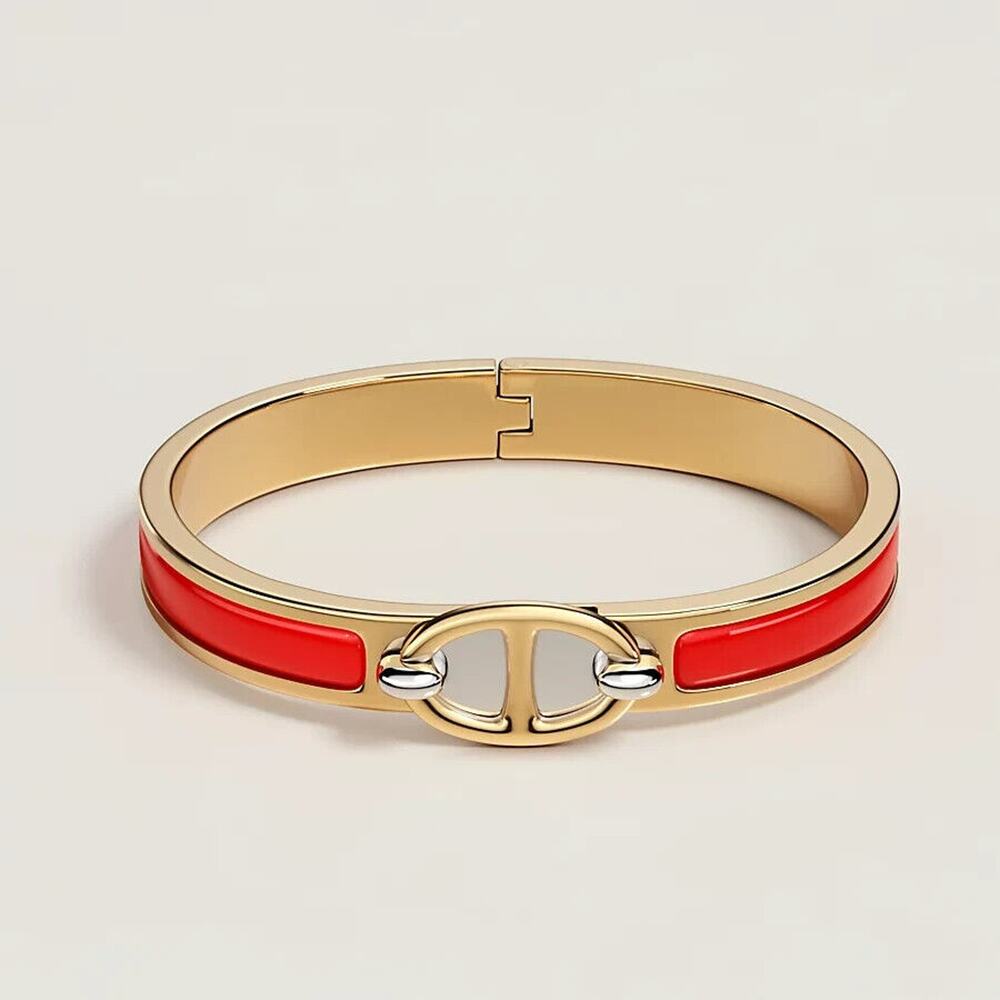Hermes bracelet Bangle Mini Clic Chaine d'Ancre PM red gold rouge jumping RARE